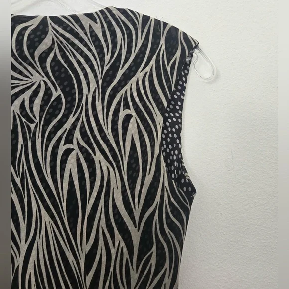 Coldwater Creek Silk Blend Dress Black White Cowl Neck Sleeveless P10 - Picture 4 of 10